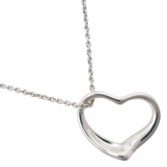 TIFFANY&Co. Open heart Necklace Elsa Peretti Silver925 heart 4.7g Women - Picture 1 of 6